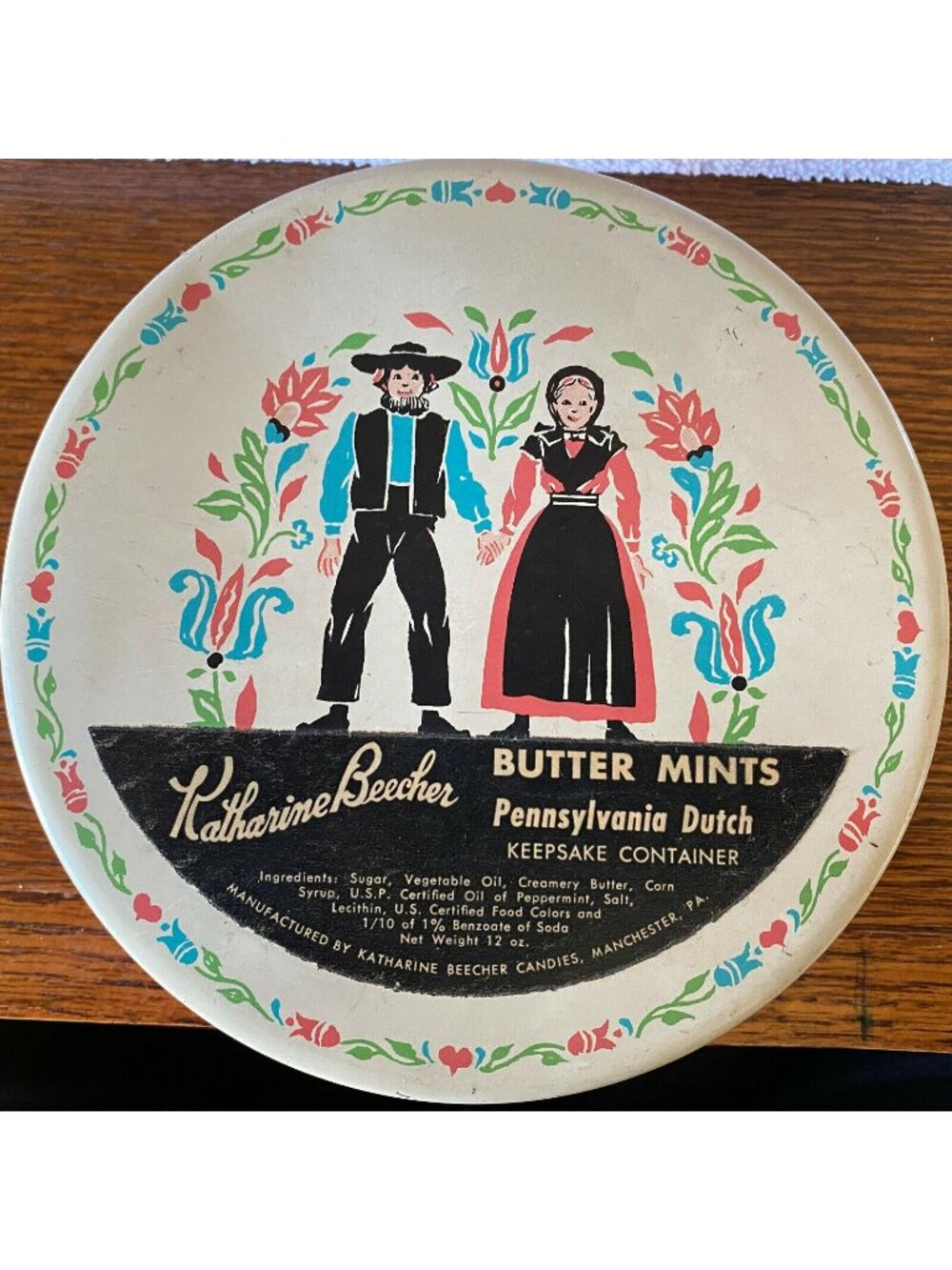 Katharine Beecher Candies Butter Mints Candy Amish VTG Tin